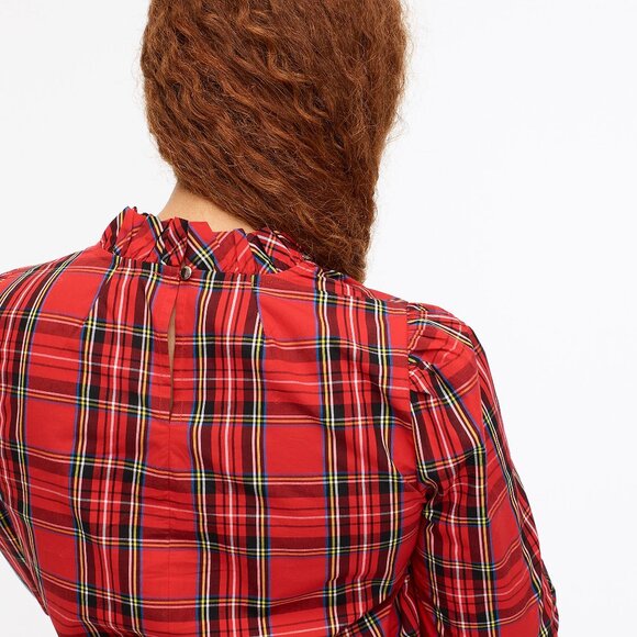 JCrew J. Crew ruffleneck top festive plaid stewart tartan #AU285 size 0 2 XS - Picture 4 of 12